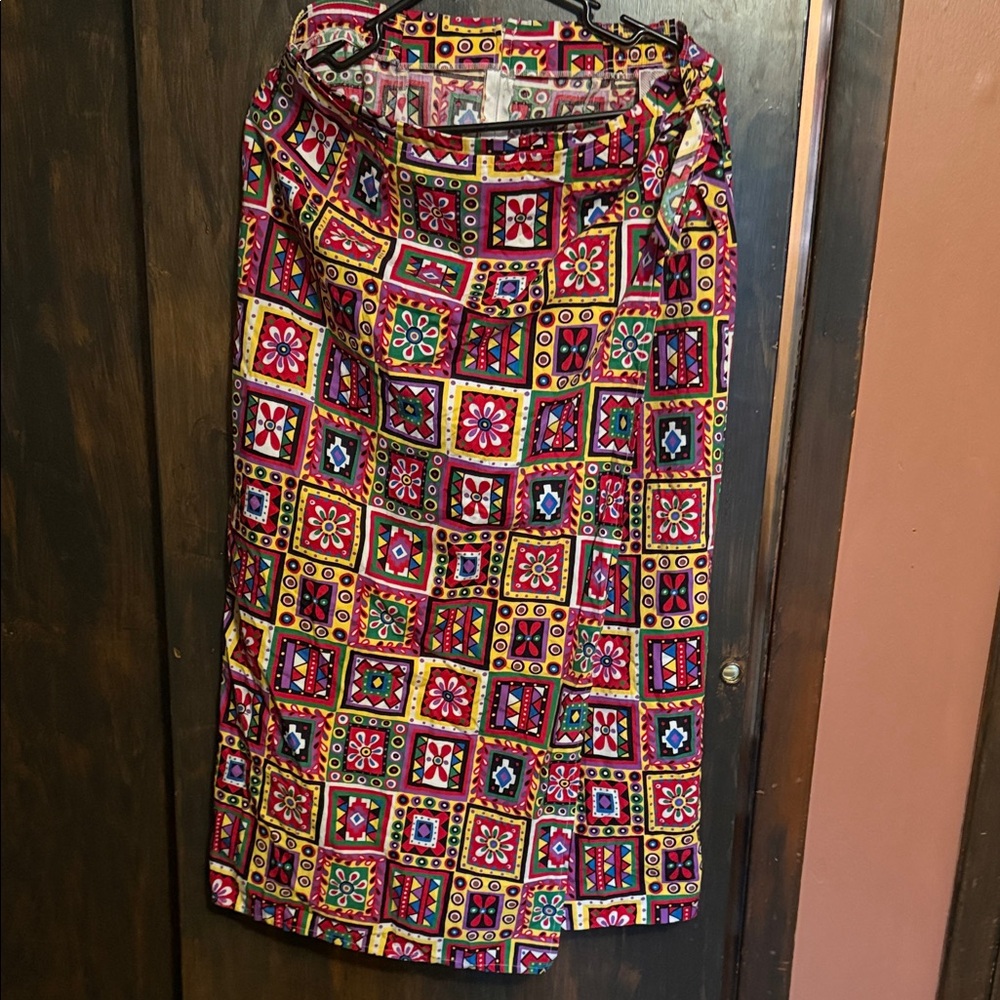 Floral Mosaic Midi Skirt